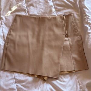 Zara Tan Skort with Zipper Detail